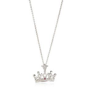 King Baby Diamond & Created Ruby Crown Queen Baby Pendant in Sterling Silver